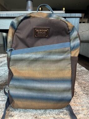 Burton Durable Goods Striped Brown & Blue Backpack/Laptop Pack, Canvas & Nylon